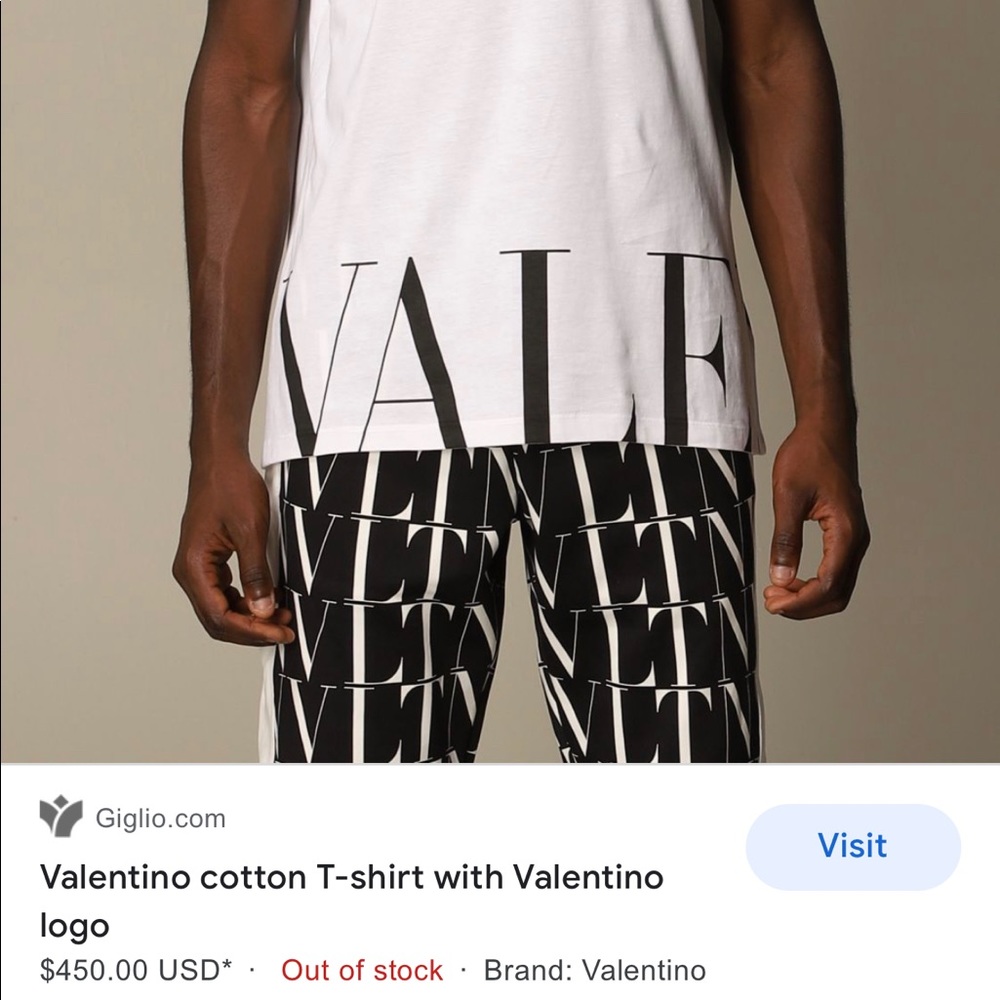 $450 Valentino cotton tshirt with black letters
